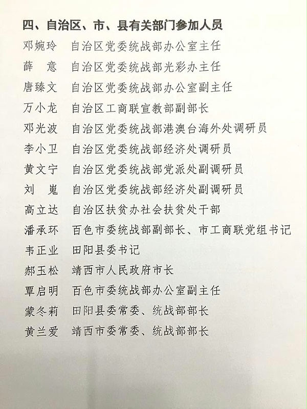 田阳扶贫结对会有关部门领导