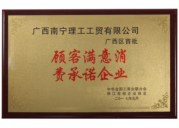 理工-广西区首批顾客满意消费承诺企业